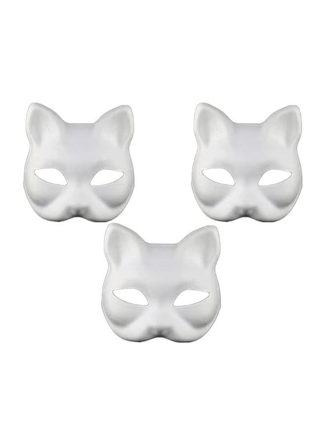 The Bros Cat Mask, Therian Masks White Paper Blank Hand Painted Face Mask DIY Halloween Mask Animal Half Facemasks Masquerade Cosplay Party (Pack of 5)  - Image 5