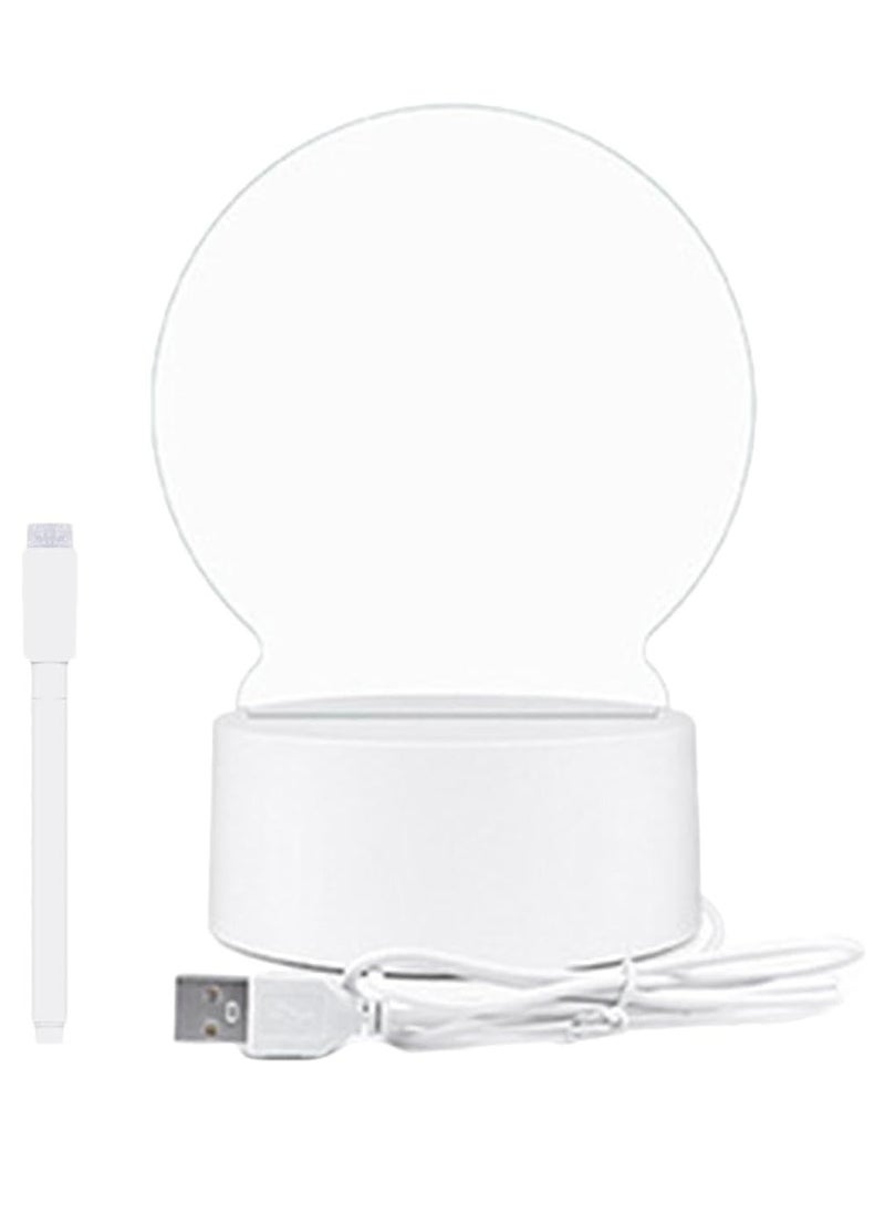 MileMelo - DIY Easel Night Light Lamp, Acrylic Whiteboard Clear Dry Erase Board Light Up Stand with Desk Stand DIY Display Project Craft Photo Prop Message Board (Circular) - Image 1