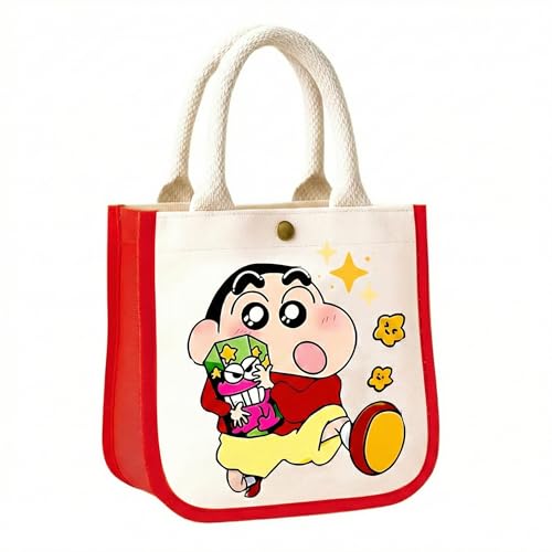 HOBBY INDIA Kids Lunch Bag | Cute & Stylish Mini Tiffin Bag for Boys & Girls | Cute Cotton Cartoon Design I Perfect For Picnic Tuition School, Preschool & Playschool (Shinchan) - Image 1