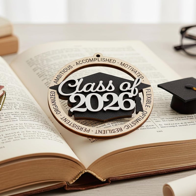 Sensemory Graduation Ornaments Class of 2026, Wooden Graduation Keepsake for College or High School Celebration, Class of 2025 Ornament Gifts Decoration (Class of 2026) - Image 2