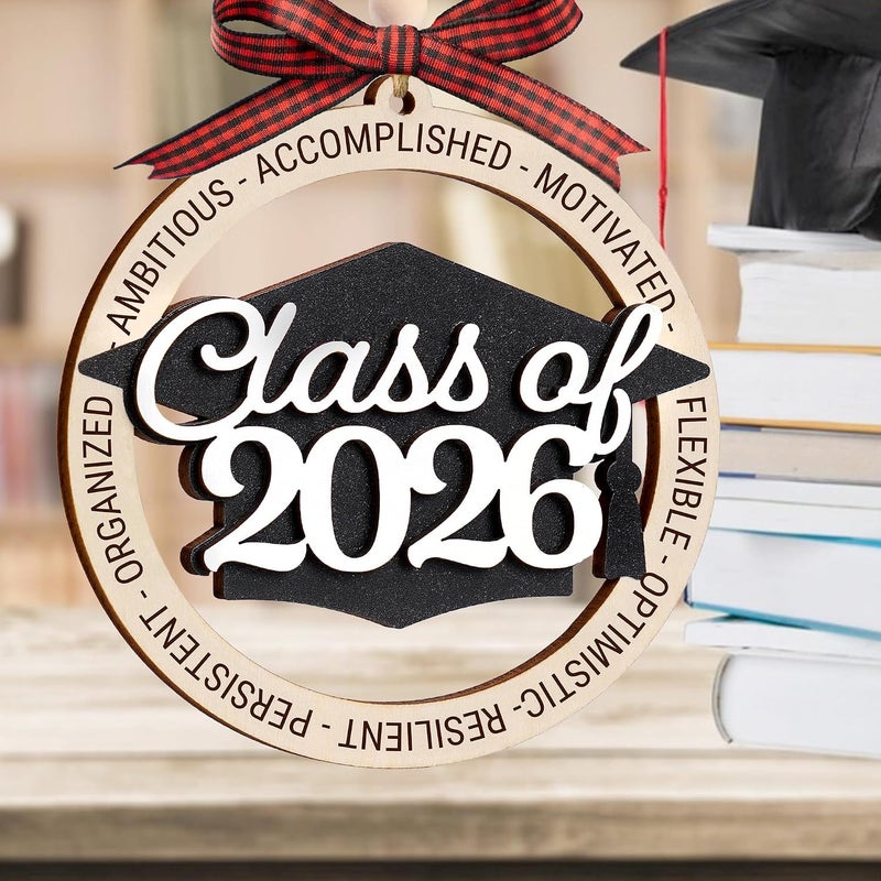Sensemory Graduation Ornaments Class of 2026, Wooden Graduation Keepsake for College or High School Celebration, Class of 2025 Ornament Gifts Decoration (Class of 2026) - Image 3
