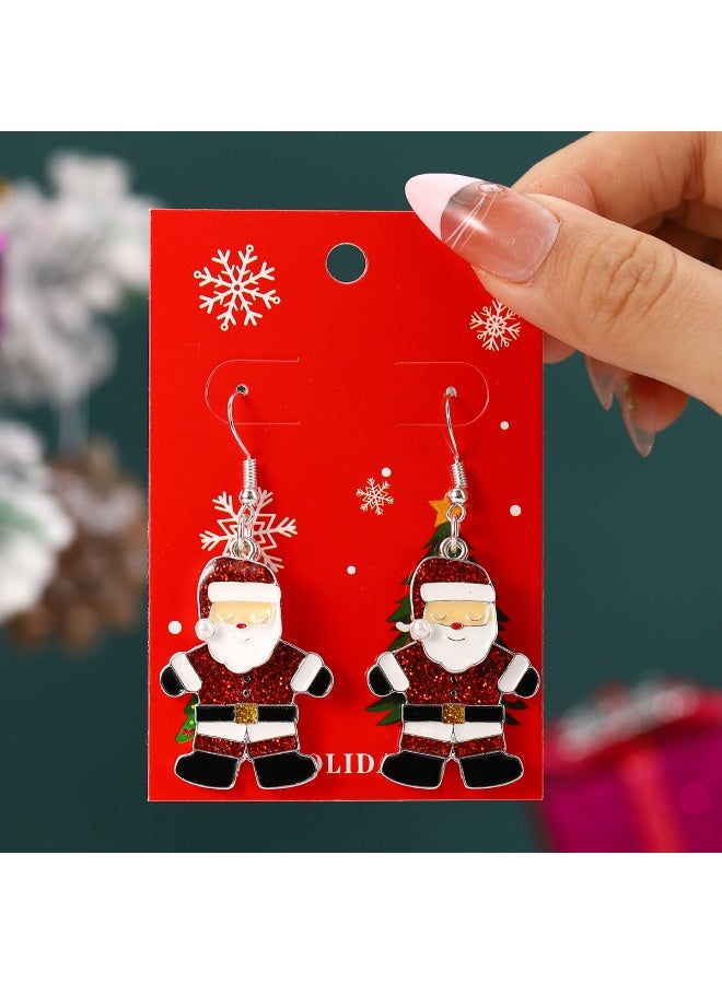 Red Glitter Santa Earrings for Women – Festive Holiday Drop Jewelry