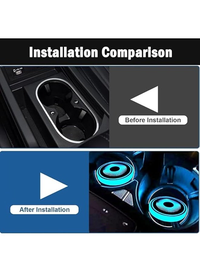 KENWIU 2PCS LED Cup Holder Lights, Color Changing Car Coasters with USB Rechargeable Battery, Luminescent Cool Car Accessories, Cars Interior Accessories for Teens, Lights Interior for Men & Women - Image 4