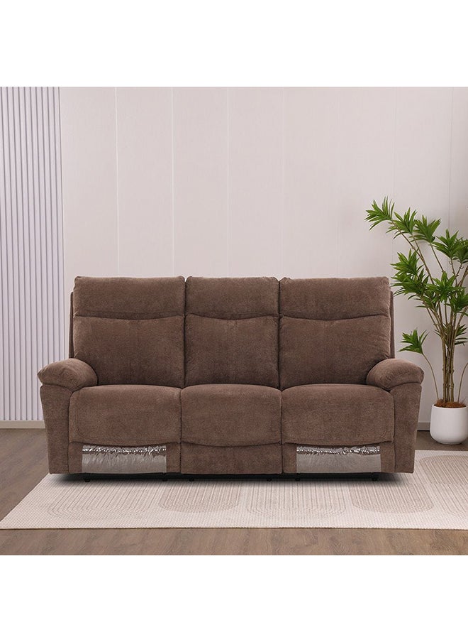 DANUBE HOME Valor 3 Seater Fabric Recliner Modern Design Three Seat Sofas Comfortable Living Room Furniture L 196x93x100 Cm Brown  - Image 1