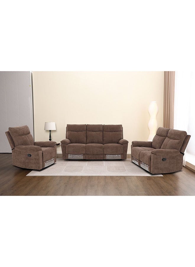 DANUBE HOME Valor 3 Seater Fabric Recliner Modern Design Three Seat Sofas Comfortable Living Room Furniture L 196x93x100 Cm Brown  - Image 4