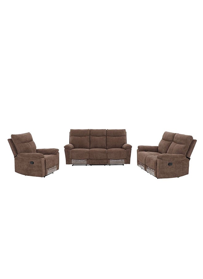 DANUBE HOME Valor 3 Seater Fabric Recliner Modern Design Three Seat Sofas Comfortable Living Room Furniture L 196x93x100 Cm Brown  - Image 3