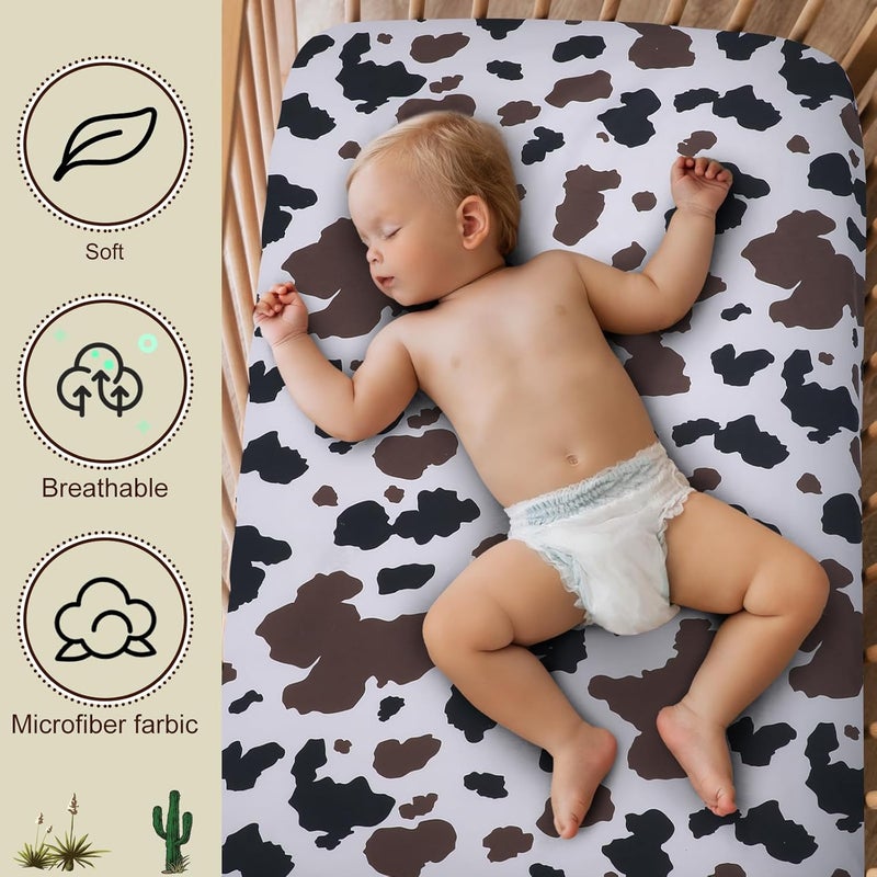 Mindsoft 2 Pcs Western Cowboy Crib Sheet Set 52 x 28 x 8 Inches Newborn Bedding Nursery Baby Sheets for Girl Boys Baby Gifts for Standard Crib and Toddler Mattresses - Image 5