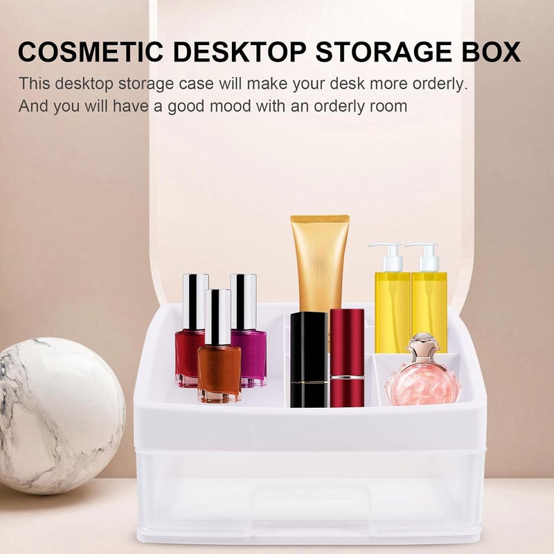 Makeup Organizer Drawer Type Storage Box Small 1-layer Dustproof Cosmetic Storage Case for Desktop Sundries Organizing in Home Vanity - Image 5