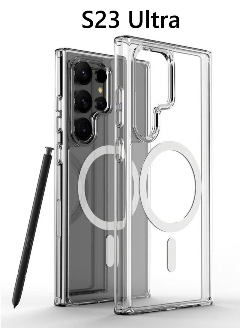 Bastec Case Cover Clear for Samsung Galaxy S23 Ultra with Support Magsafe Charger Charging Thin Shockproof and Transparent Non-yellow Case - Image 1