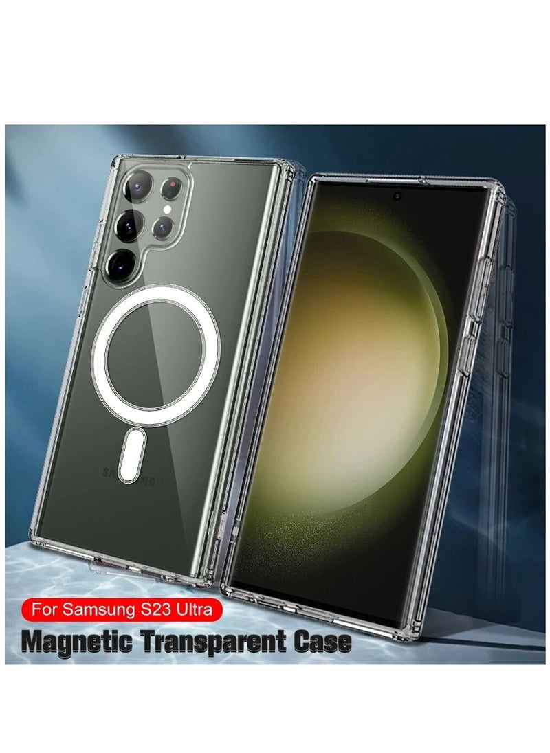 Bastec Case Cover Clear for Samsung Galaxy S23 Ultra with Support Magsafe Charger Charging Thin Shockproof and Transparent Non-yellow Case  - Image 1