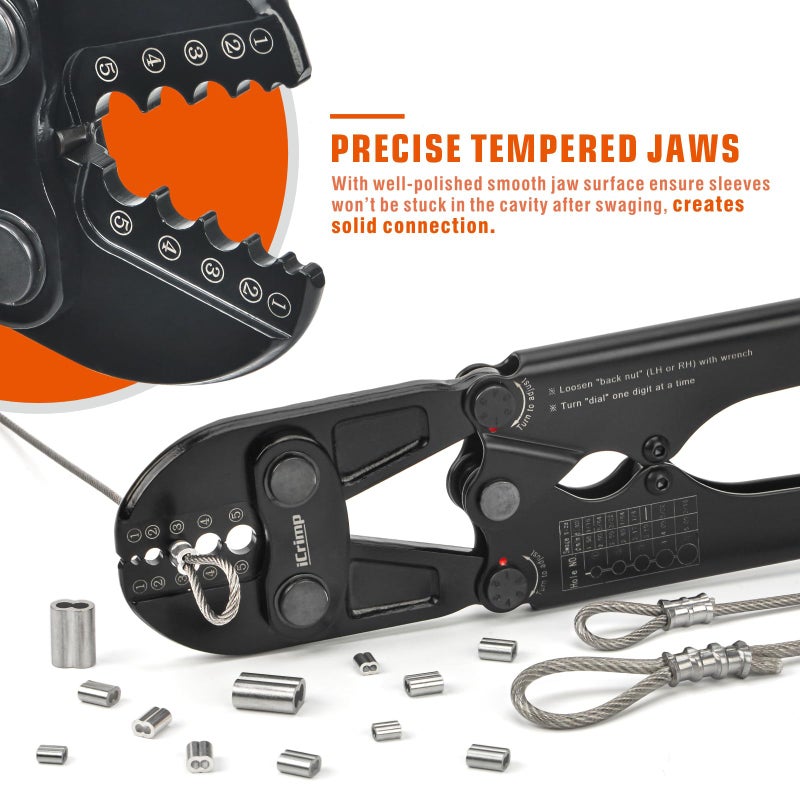 IWISS iCrimp Wire Rope Crimping Tool, Wire Rope Swager, Fishing Lines Crimping, for 1/64-inch to 3/16-inch Aluminum Oval Sleeves, Stop Sleeves, Loop Sleeves and Ferrules - Image 3