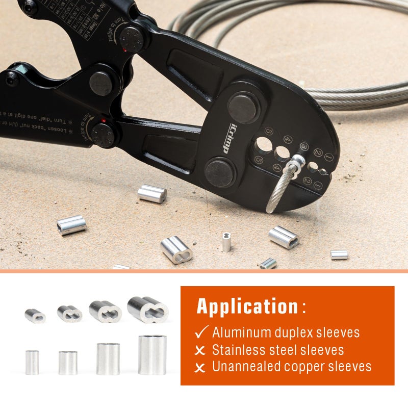 IWISS iCrimp Wire Rope Crimping Tool, Wire Rope Swager, Fishing Lines Crimping, for 1/64-inch to 3/16-inch Aluminum Oval Sleeves, Stop Sleeves, Loop Sleeves and Ferrules - Image 4