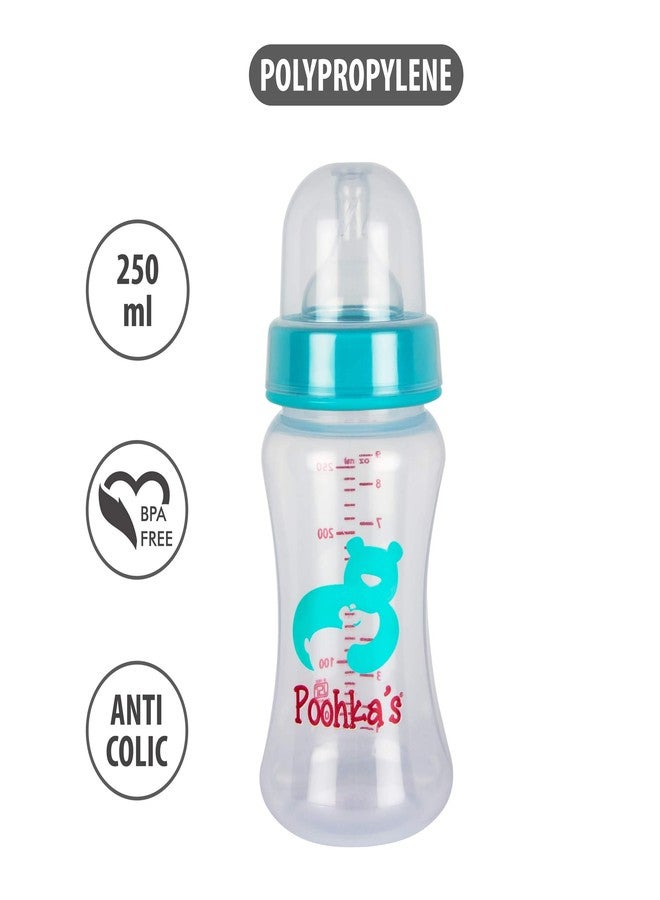 Small Wonder Baby Feeding Bottle Wide Neck Poohka's 250 ml Pack of 1, with Anti Colic Nipple, New Born/Infants/Toddler Upto 3 Years, BPA Free, Green Colour - Image 3