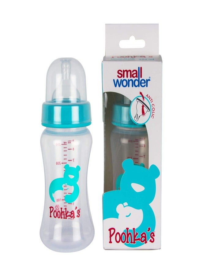 Small Wonder Baby Feeding Bottle Wide Neck Poohka's 250 ml Pack of 1, with Anti Colic Nipple, New Born/Infants/Toddler Upto 3 Years, BPA Free, Green Colour - Image 1