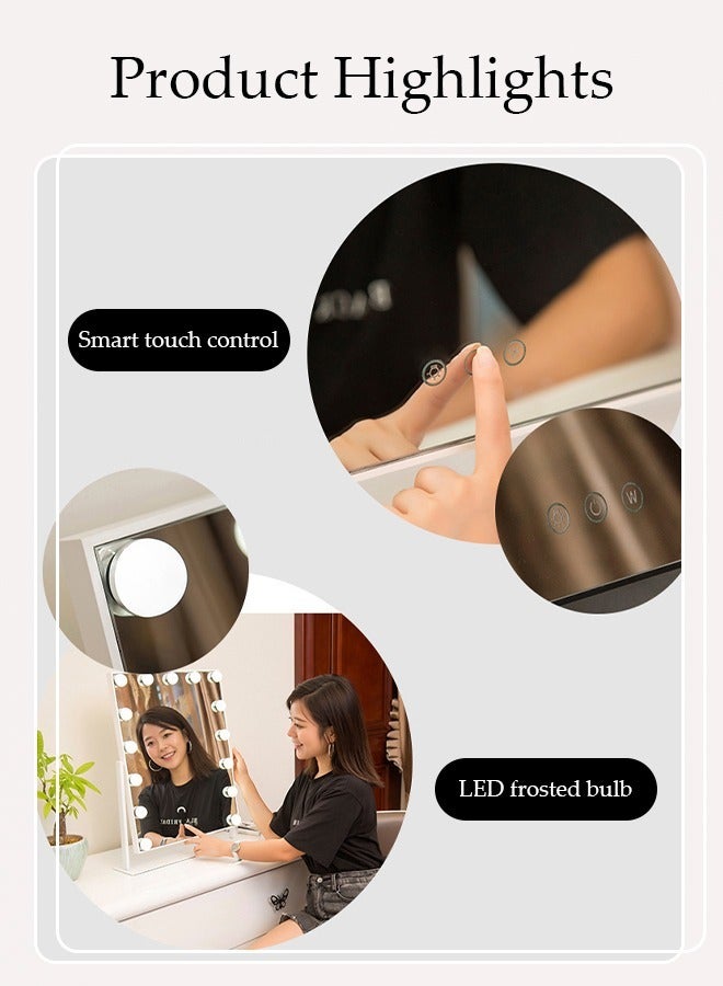 Makeup Mirror with Lights Hollywood Vanity Mirror with 3 Colors Lighting Modes, Touch Control, 360°Ratation, Dimmable 9 LED Bulbs Lighted Makeup Mirror for Dressing Room u0026 Bedroom for Dressing R  - Image 5