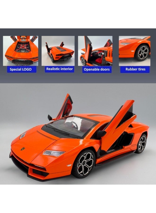 Lamborghini Countach LPI 800-4 1:22. Scale Diecast Model Car – Orange, Lights, Sound, Pullback, Open Doors & Hood, Premium Collector Toy - Image 2