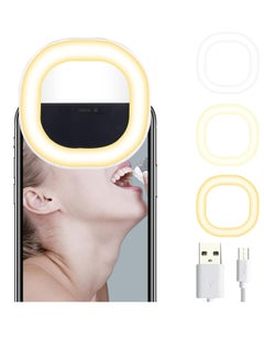 Generic Clip on Selfie Ring Light,Rechargeable Portable Clip-on Selfie Fill Light with 36 LED for iPhone/Android Smart Phone Photography, Camera Video,Table,iPad, Girl Makes up (White)  - Image 1