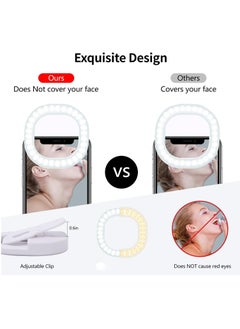 Generic Clip on Selfie Ring Light,Rechargeable Portable Clip-on Selfie Fill Light with 36 LED for iPhone/Android Smart Phone Photography, Camera Video,Table,iPad, Girl Makes up (White)  - Image 3