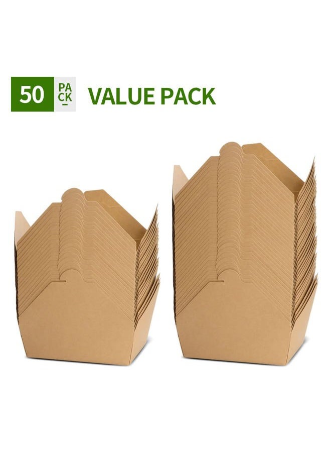 AiChef 50 Pack 70 oz Large Take Out Food Containers - Heavy Duty Microwavable Kraft Brown Paper To Go Box #3 - Grease Resist Disposable Cardboard Lunch Box for Restaurant, Catering, Household - Image 4
