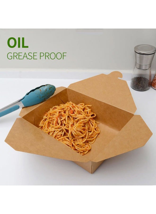 AiChef 50 Pack 70 oz Large Take Out Food Containers - Heavy Duty Microwavable Kraft Brown Paper To Go Box #3 - Grease Resist Disposable Cardboard Lunch Box for Restaurant, Catering, Household - Image 5