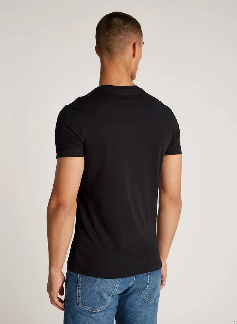 Calvin Klein Jeans Men's Outline Monologo Short Sleeve T-Shirt - Cotton, Black