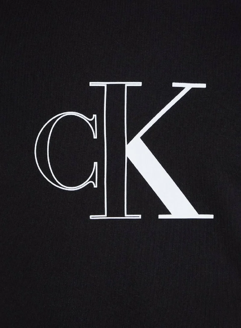 Calvin Klein Jeans Men's Outline Monologo Short Sleeve T-Shirt - Cotton, Black