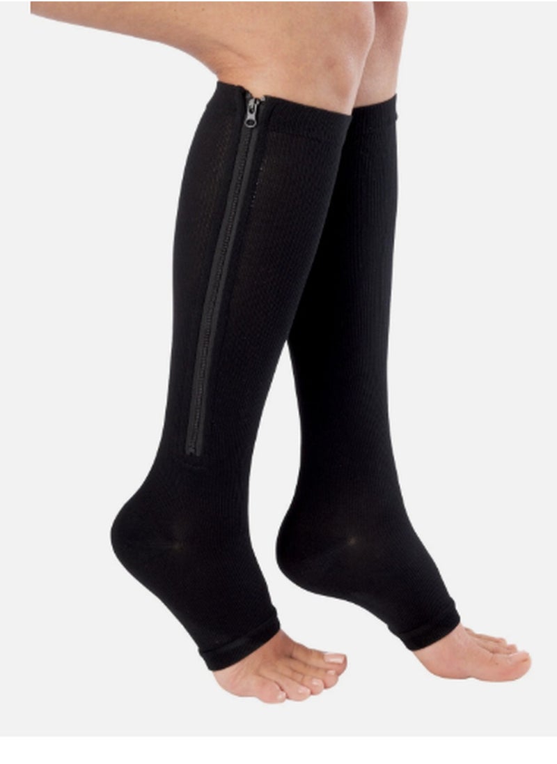Zip Sox Pair Of Zip-Up Compression Socks (Black)  - Image 1