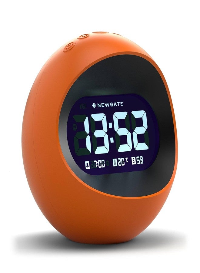 NEWGATE® Centre of the Earth Alarm Clock | Round Retro Digital LCD Clock | Orange | Ideal for Bedside, Desk or Shelf | Retro Bedroom & Office Accessory - Image 1