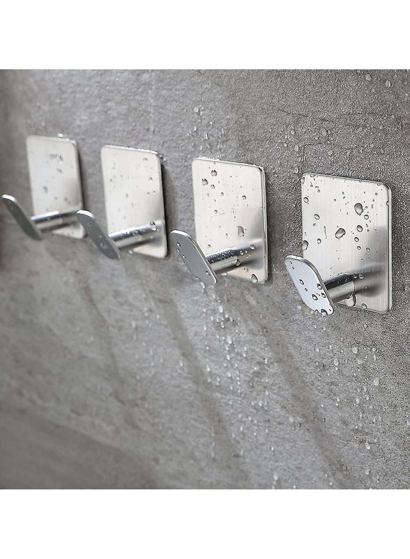 4-Pack Self-Adhesive Stainless Steel Wall Hooks, Silver, Heavy Duty Hooks for Bathroom, Kitchen, Bedroom, and Office – No Drilling Required, Holds up to 5kg - Image 3