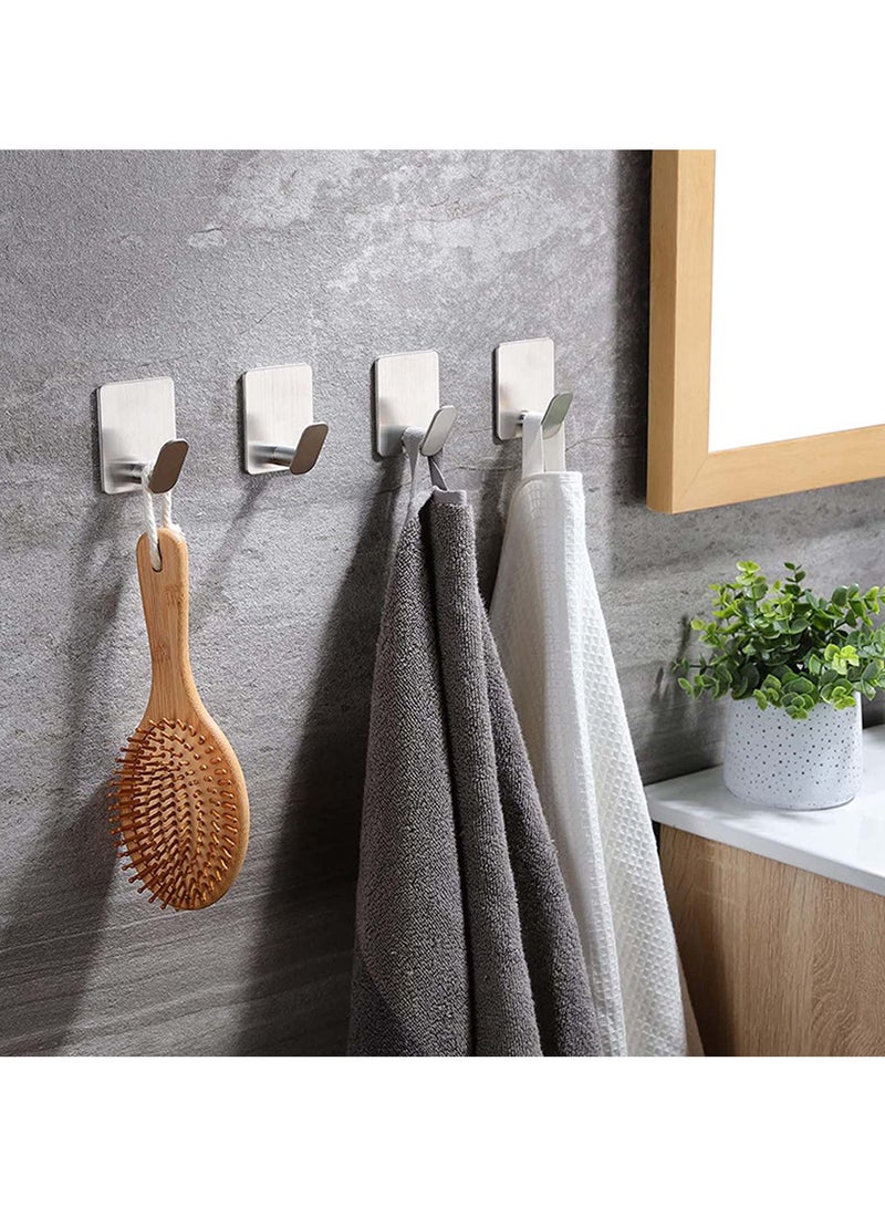 4-Pack Self-Adhesive Stainless Steel Wall Hooks, Silver, Heavy Duty Hooks for Bathroom, Kitchen, Bedroom, and Office – No Drilling Required, Holds up to 5kg - Image 4
