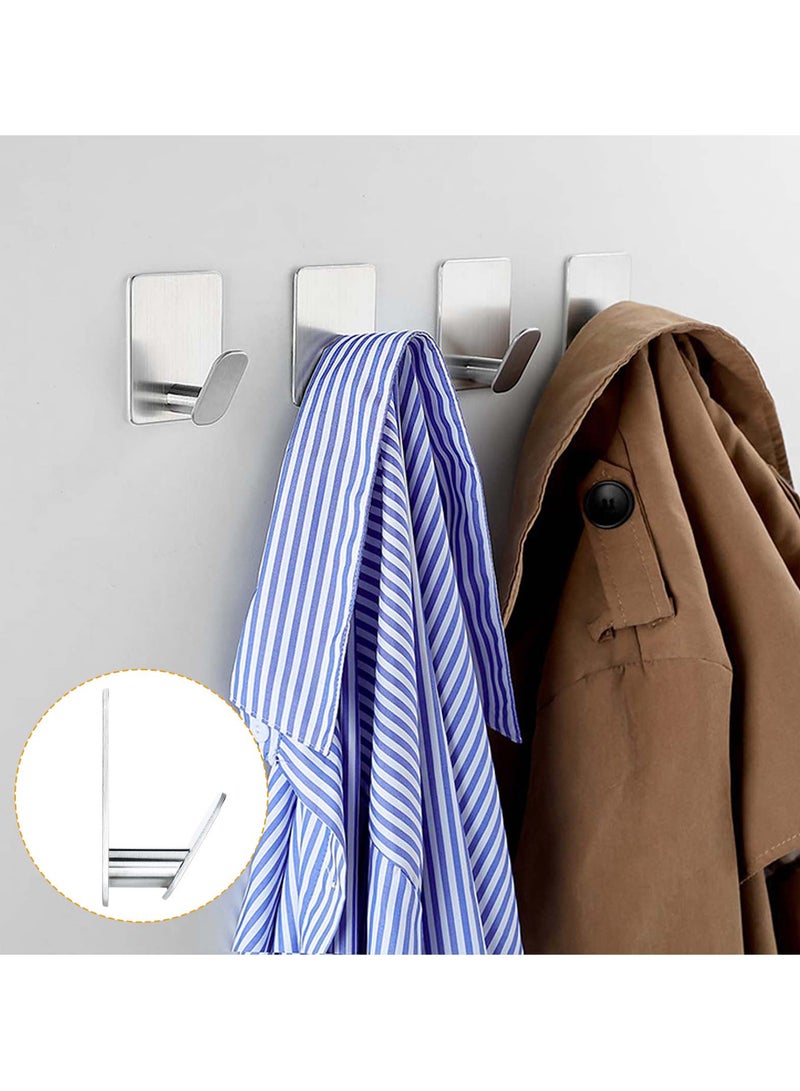 4-Pack Self-Adhesive Stainless Steel Wall Hooks, Silver, Heavy Duty Hooks for Bathroom, Kitchen, Bedroom, and Office – No Drilling Required, Holds up to 5kg - Image 5