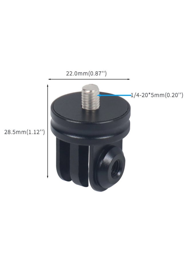 Aluminum Alloy 1/4 Selfie Stick Tripod Adapter Black Suitable For Gopro Xiaomi Sports Cameras Accessories-Color:Fifth Generation Black-three Cards - Image 1