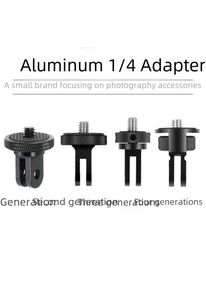 Aluminum Alloy 1/4 Selfie Stick Tripod Adapter Black Suitable For Gopro Xiaomi Sports Cameras Accessories-Color:Fifth Generation Black-three Cards - Image 2