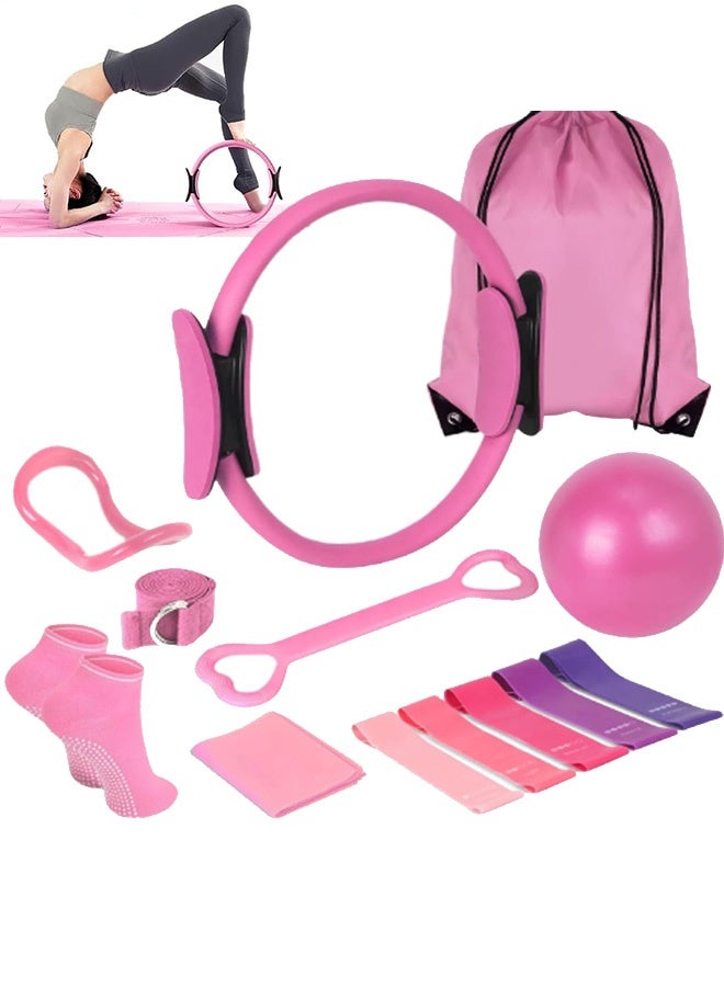 GMORO 13PCS Pilates Ring Set, Yoga Fitness Magic Circle, Pilates Equipment, 9.8-Inch Fitness Ball, Resistance Band, Magic Circle, Accessories For Home Gym Set, Body Shaping, Fitness Gift - Image 1
