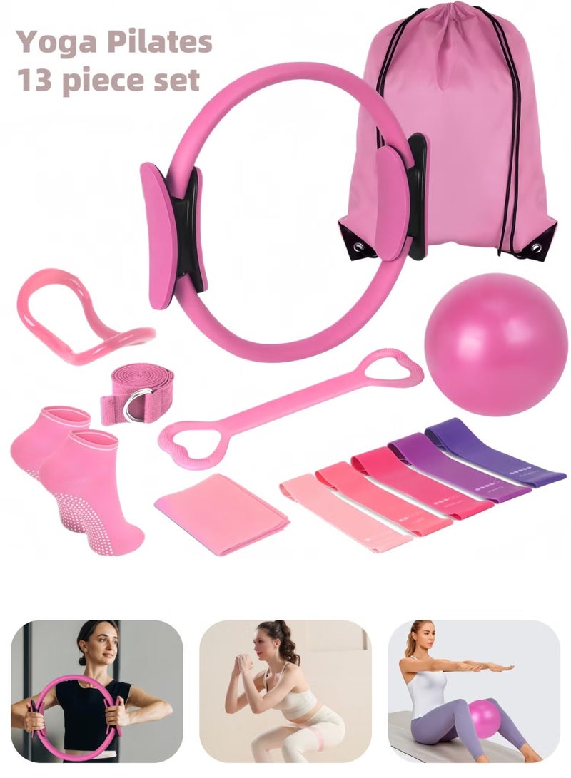 GMORO 13PCS Pilates Ring Set, Yoga Fitness Magic Circle, Pilates Equipment, 9.8-Inch Fitness Ball, Resistance Band, Magic Circle, Accessories For Home Gym Set, Body Shaping, Fitness Gift - Image 5