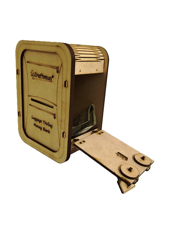 Kraftsman Kraftsman Wooden Money Bank with Password System | Luggage Trolley Style | Vintage Design, Secure Lock | Functional Home or Office Decor, Durable Craftsmanship, Unique, Retro-Inspired, Money-Saving Storage. - Image 5