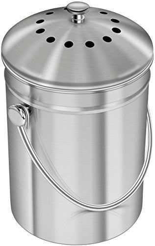 Utopia Kitchen Compost Bin for Kitchen Countertop 13 Gallon Compost Bucket for Kitchen with Lid Includes 1 Spare Charcoal Filter Home Essentials  Silver