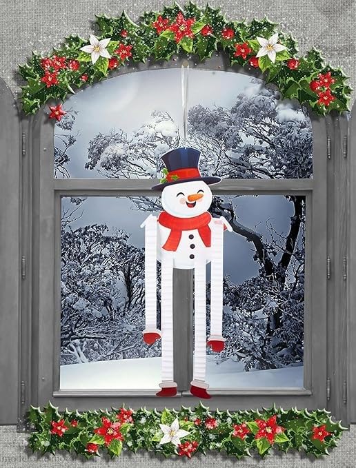 MPS MY PARTY SUPPLIERS MPS My Party Suppliers 1 pc Christmas Honeycomb Paper Hanging Santa Hat Xmas Paper Hat Reindeer Snowman for Christmas Tree Ornaments Hanging Decorations for Homes Dining Playrooms White Snowman - Image 3