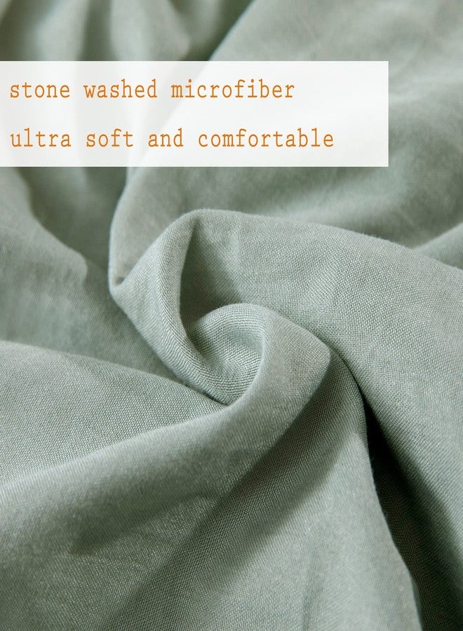 Masaca Green Ruffle Comforter Set Queen,Vintage Farmhouse Shabby Ruffled Chic Bedding Comforter,Rustic Aesthetic Bedding 3 Pieces Women Girls Bedroom Vintage Bed Comforter - Image 4