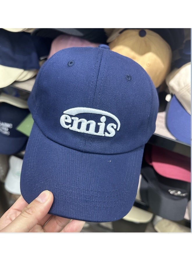 EMIS Classic Logo Embroidered Baseball Cap | Korean Fashion Trendy Dad Hat for Men & Women