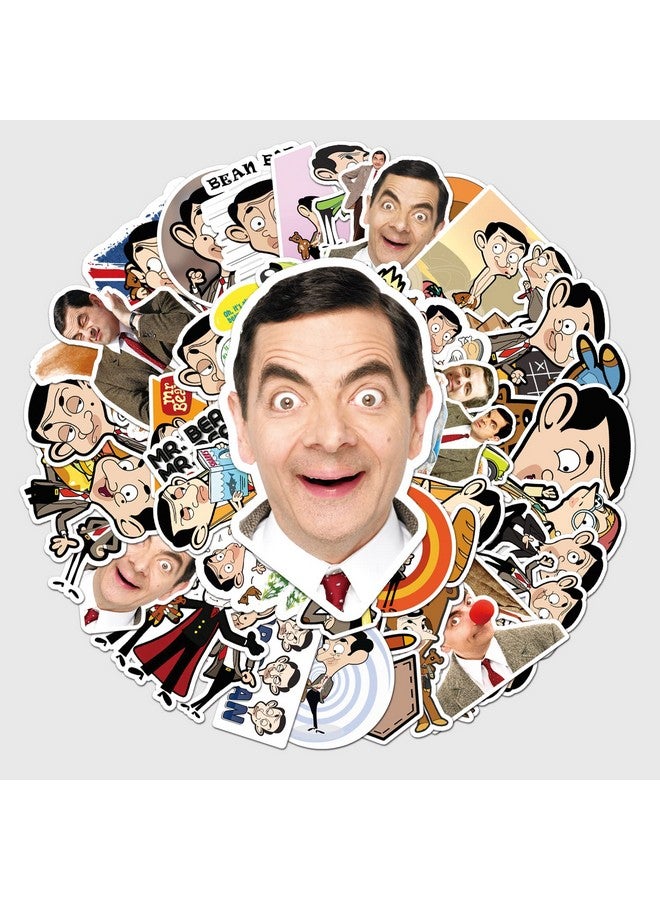 Ash & Roh Cute Cartoon Stickers for Kids, 50 Pcs Cute Stickers for Water Bottles - Cute Stickers Pack Gift for Kids Teen Birthday Party (MR.Bean) - Image 1