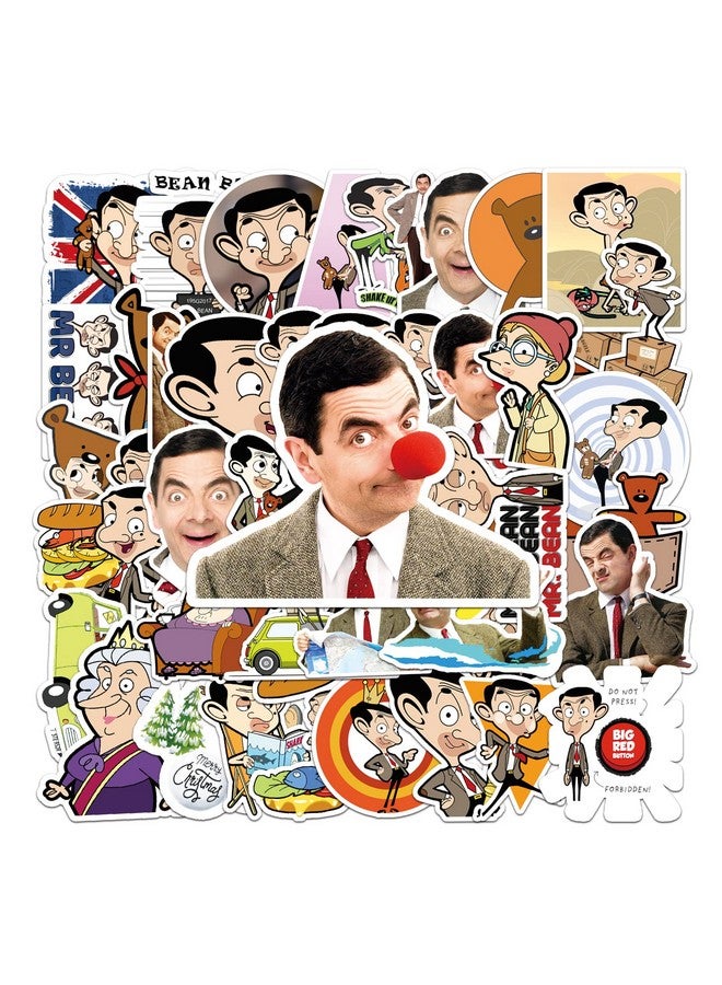 Ash & Roh Cute Cartoon Stickers for Kids, 50 Pcs Cute Stickers for Water Bottles - Cute Stickers Pack Gift for Kids Teen Birthday Party (MR.Bean) - Image 2