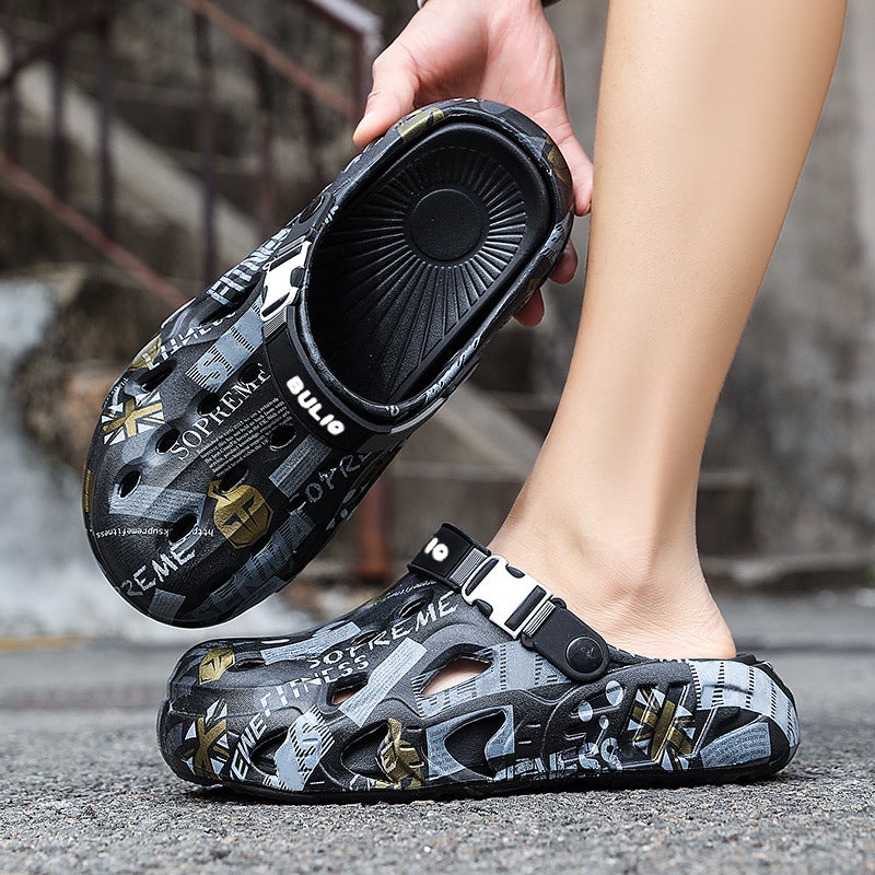 Dropshipping Clogs For Men And Women, Graffiti Design, Summer Couple'S Outdoor Sandals, Soft Beach Parent-Child Style Children'S Slippers - Image 1