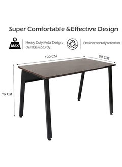 RIGID Steel Workstation Desk with Wooden Top Black 75x120x60cm  - Image 3