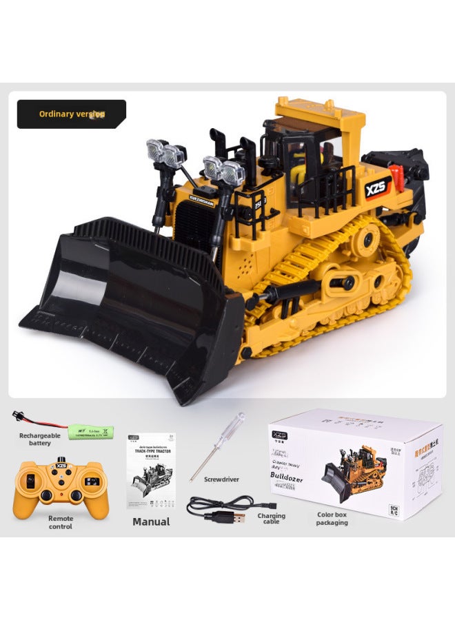 Large 2.4g Alloy Remote Control Excavator Self-dumping Truck Toy Engineering Tank Plaything Bulldozer-Color:258-9 Plastic 9-way Bulldozer - Image 1