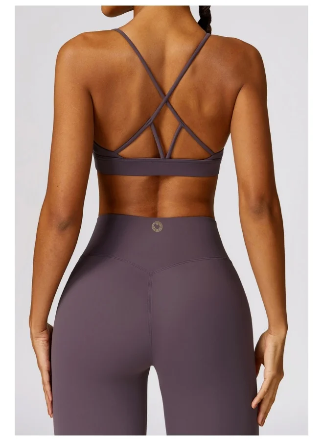 KAWN.YOGA Womens Striped Back Sports Bra - Padded Low Impact Workout Yoga Bra with Removable Built in Bra