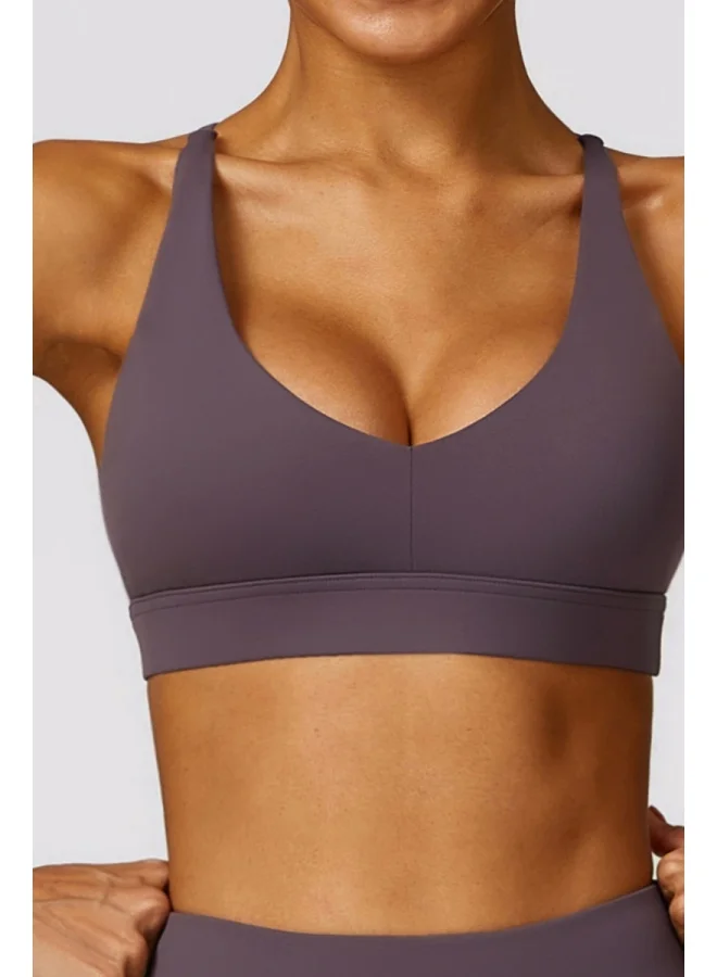 KAWN.YOGA Womens Striped Back Sports Bra - Padded Low Impact Workout Yoga Bra with Removable Built in Bra