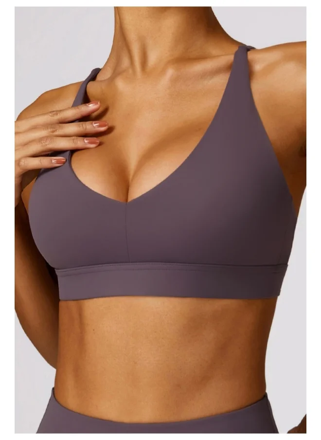 كون.يوغا KAWN YOGA Womens Striped Back Sports Bra - Padded Low Impact Workout Yoga Bra with Removable Built in Bra