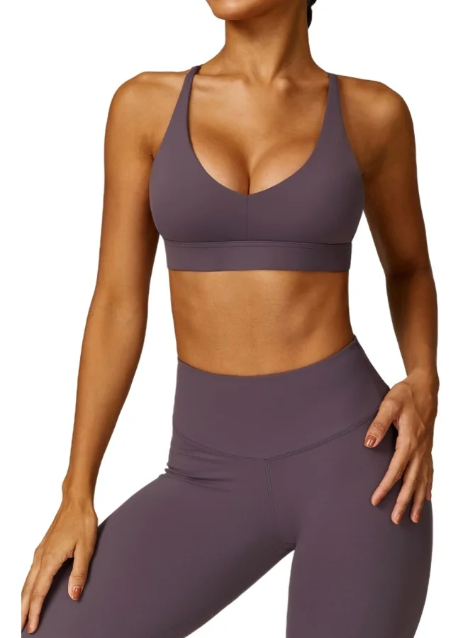 KAWN.YOGA Womens Striped Back Sports Bra - Padded Low Impact Workout Yoga Bra with Removable Built in Bra
