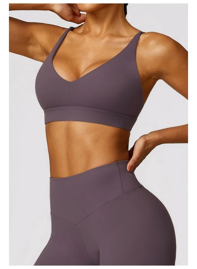 KAWN.YOGA Womens Striped Back Sports Bra - Padded Low Impact Workout Yoga Bra with Removable Built in Bra